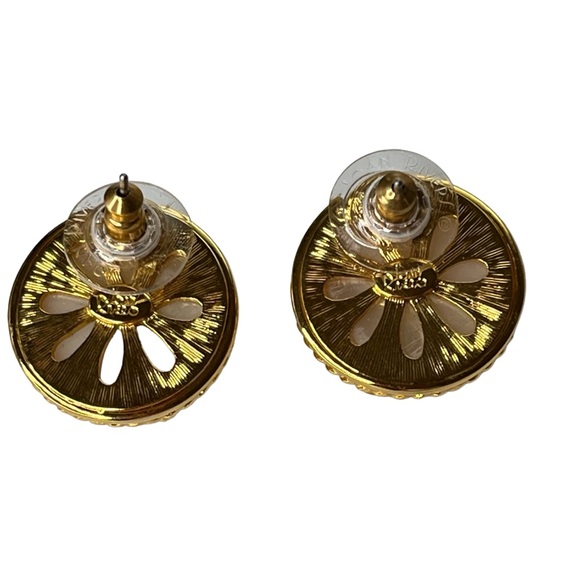 Vintage Joan Rivers Caged Faux Mabe Pearl Earrings color Gold pre owned like new - Picture 3 of 3